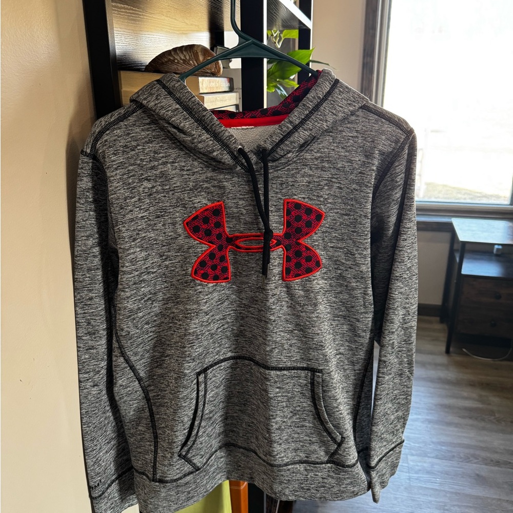 Under Armour Heather Gray Hoodie with Red Accents